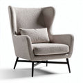 Textured accent chair with high back design and removable cushion in beige