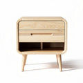 Wooden nightstand with one drawer and open shelf in natural finish 45 x 40 x 50cm