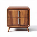 Wooden nightstand with two drawers and metal handles 50 x 45 x 40cm