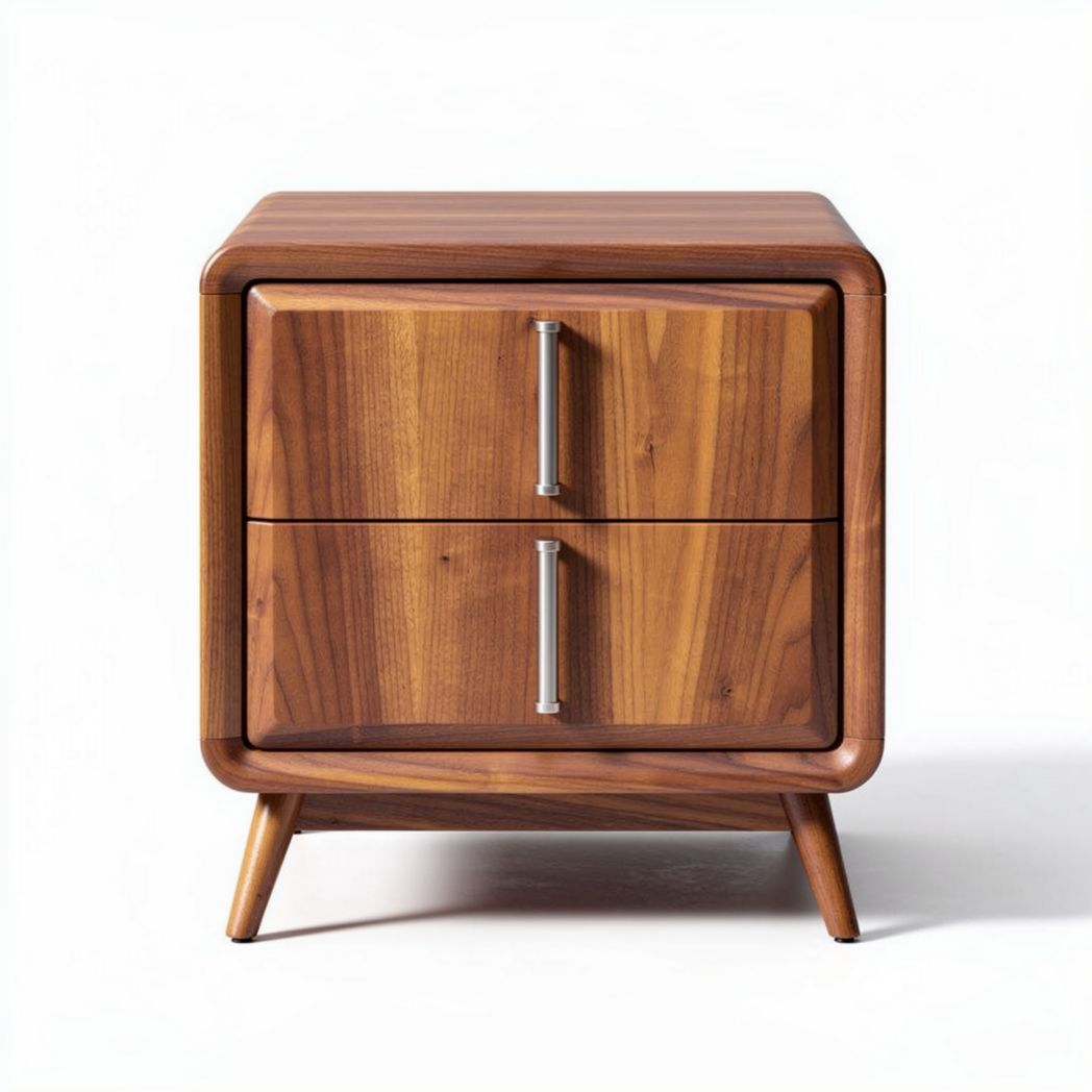 Wooden nightstand with two drawers and metal handles 50 x 45 x 40cm