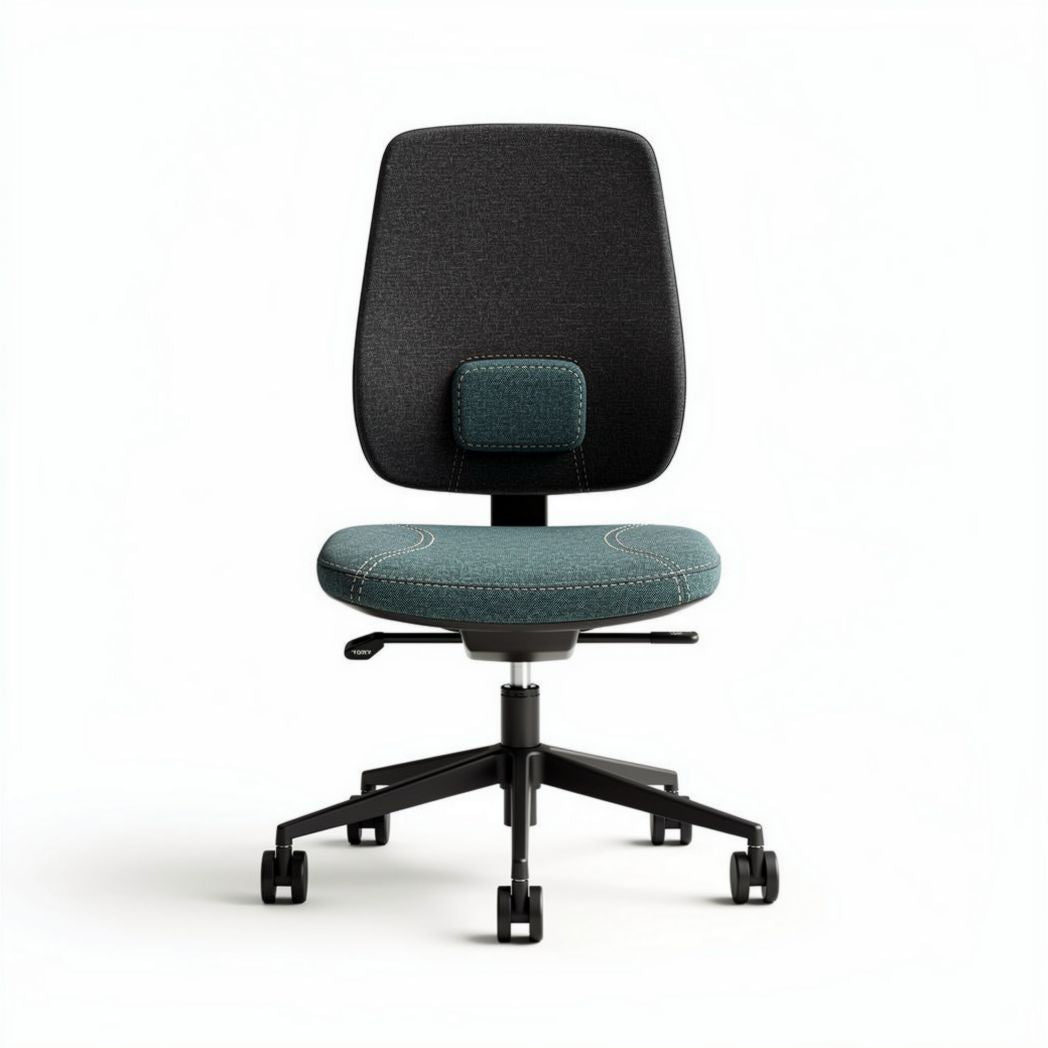 Ergonomic office chair with adjustable lumbar support and fabric upholstery