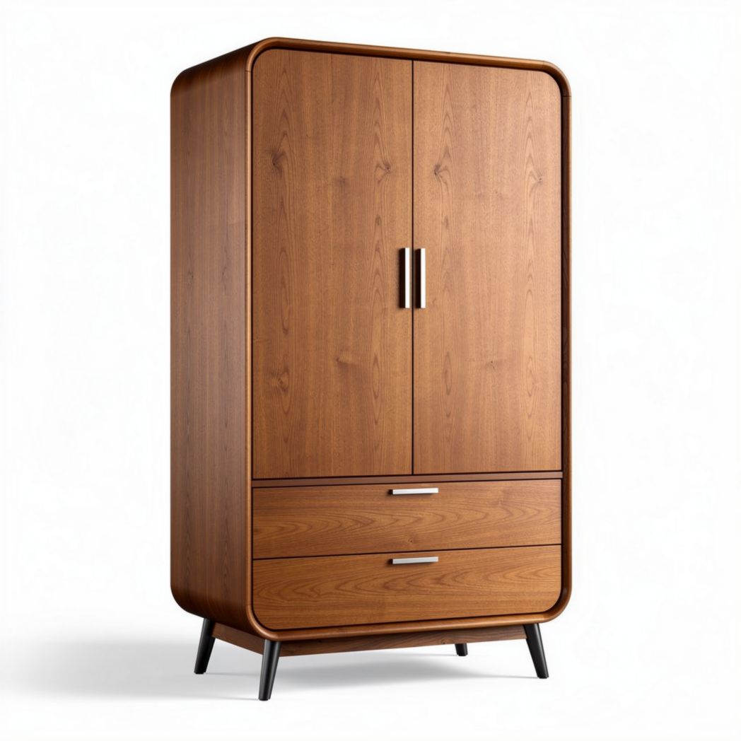 Wooden wardrobe with two doors and two drawers 80 x 40 x 180cm