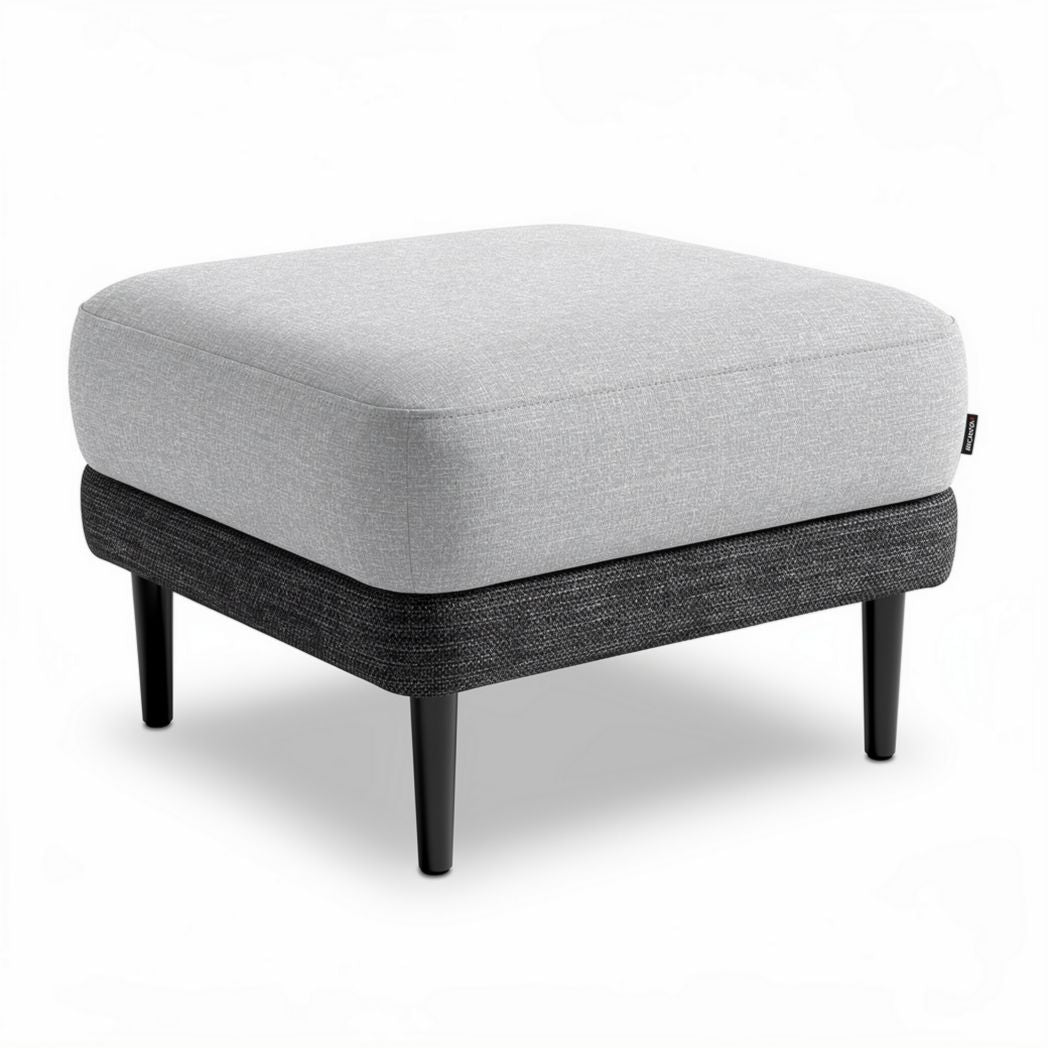 Modern fabric ottoman in gray and black for living room seating 50 x 50 x 40cm