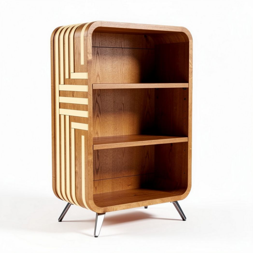 Wooden storage shelf with three open compartments in a mosaic design 80 x 40 x 90cm