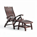 Wooden reclining chair with footrest for outdoor relaxation 100 x 60 x 90cm