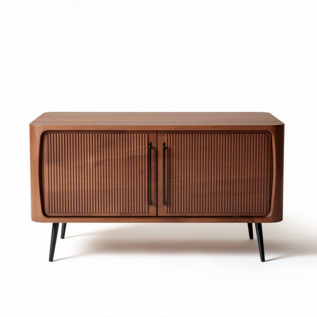 Wooden media console with two drawers and open shelf 60 x 40 x 45cm