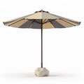 Outdoor striped patio umbrella with concrete base 200 x 200 x 250cm