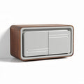 Wooden wall-mounted storage cabinet with metal sliding doors 80 x 40 x 30cm