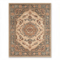 Traditional area rug with intricate floral pattern in beige and blue 200 x 300 x 1cm