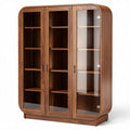 Wooden display cabinet with glass doors and adjustable shelves 80 x 40 x 160cm