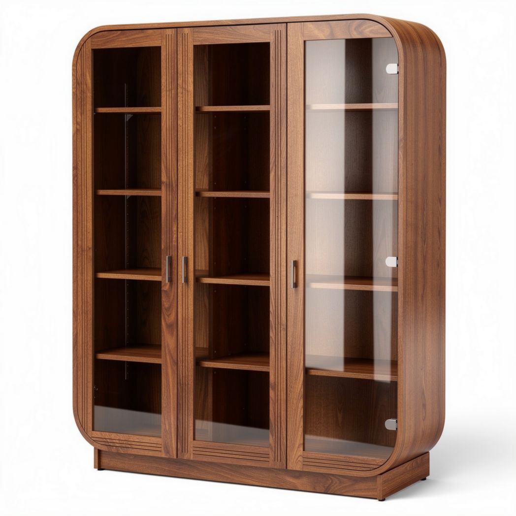 Wooden display cabinet with glass doors and adjustable shelves 80 x 40 x 160cm