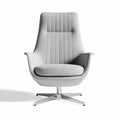 Swivel accent chair with gray fabric upholstery and modern design